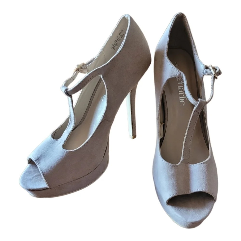 2/$8 Stiletto Heels Beige Strappy Neutral Size 7 - Picture 2 of 7